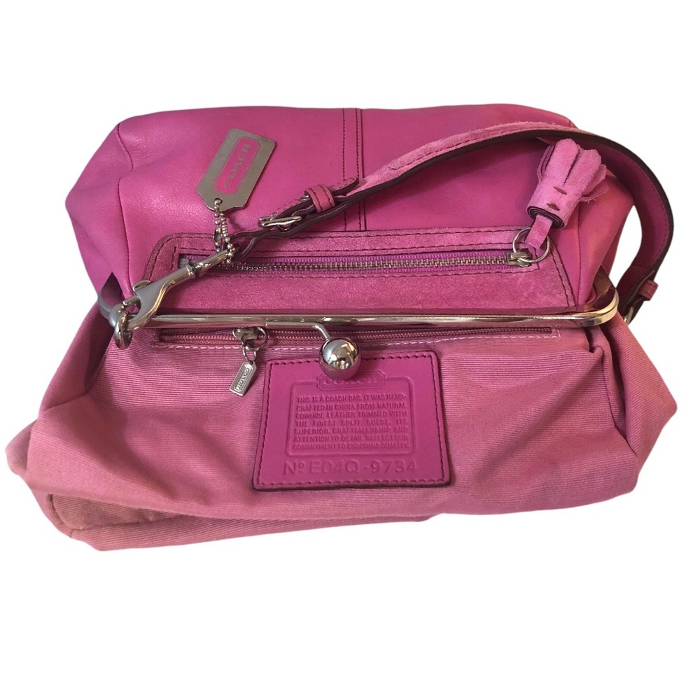 Coach Hamptons Framed “Ladies” Club 9734 Kiss Lock Orchid Pink Leather Purses - Picture 14 of 17